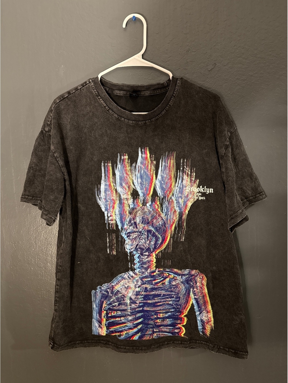 ROMWE Men's Black Graphic Skeleton Print T-Shirt Size L